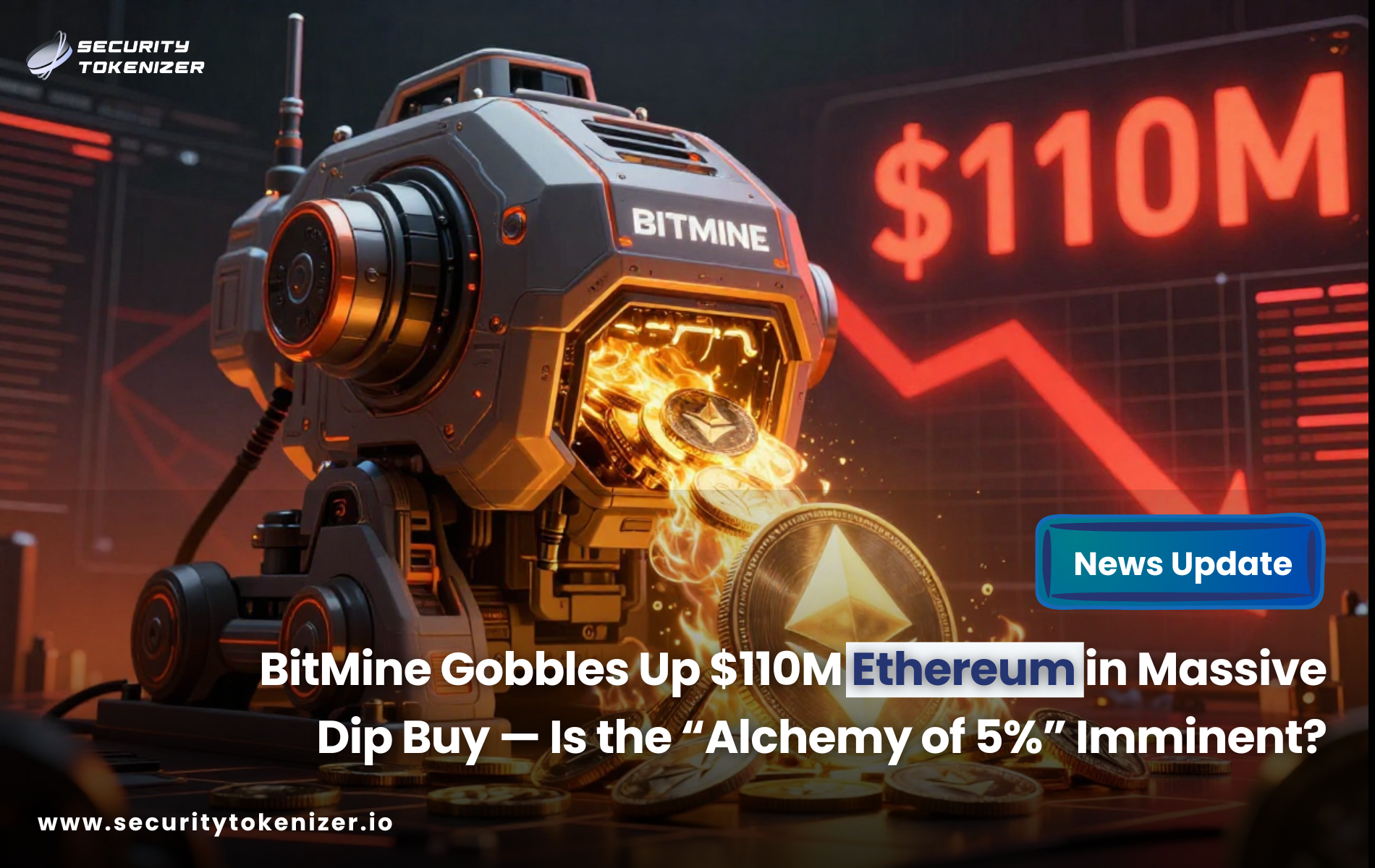 BitMine Gobbles Up $110M Ethereum in Massive Dip Buy — Is the “Alchemy of 5%” Imminent?